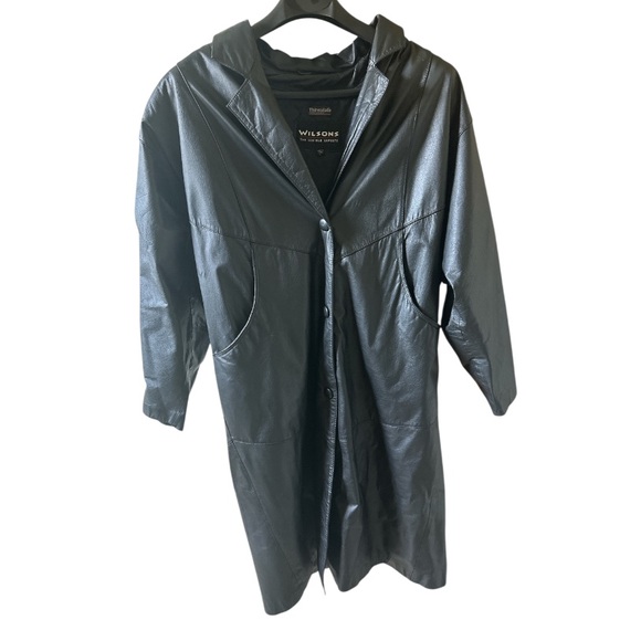 Wilson Jackets & Blazers - Wilson Black Leather Jacket Long Length Button Closure - Ship Alone